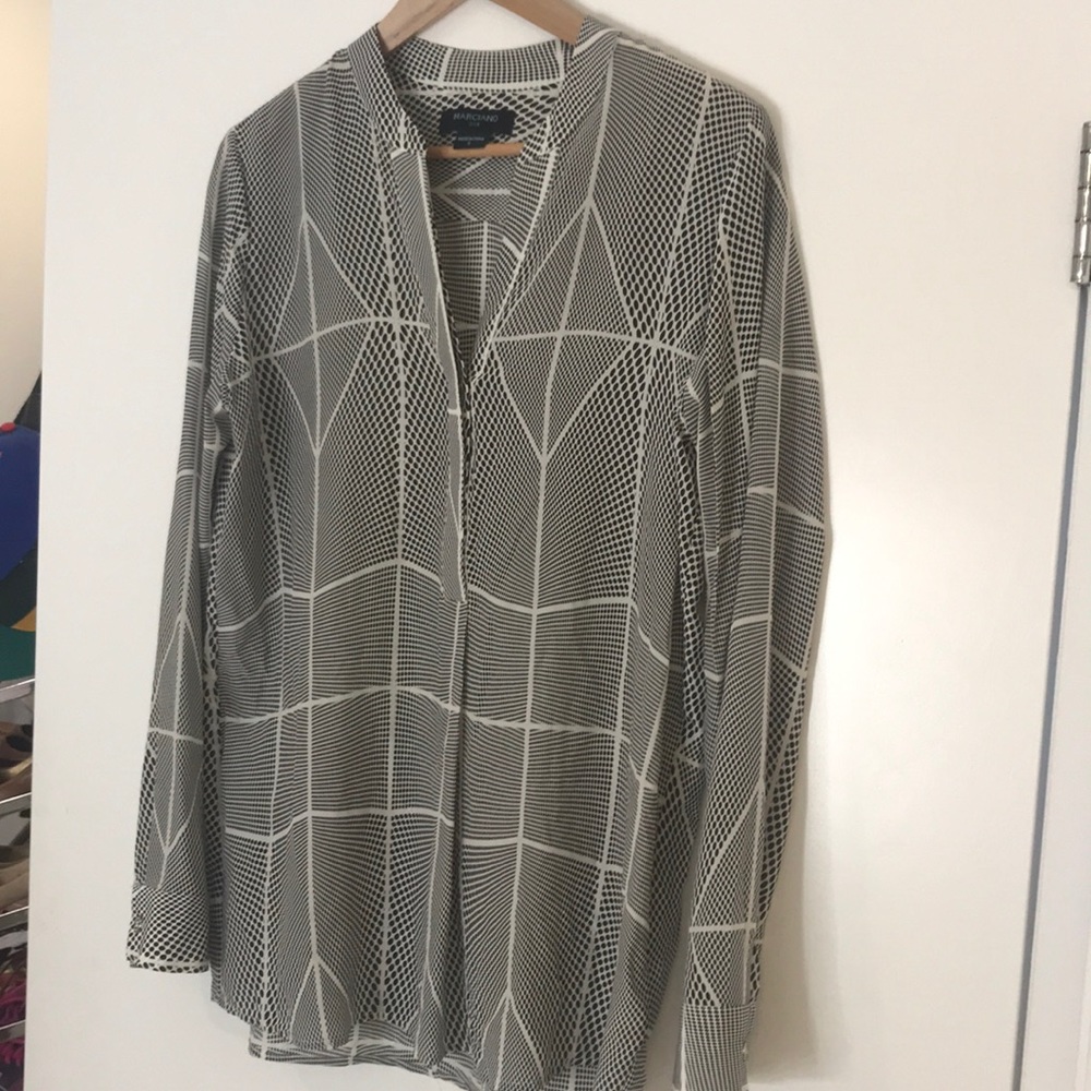 Marciano Crosstown Geo Silk Blouse Small